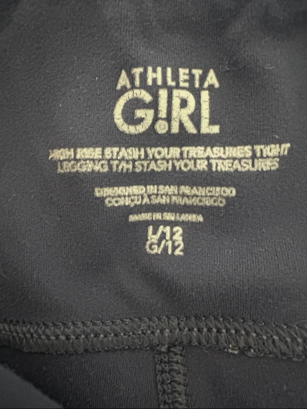 ATHLETA GIRL LEGGINGS SIZE 12 NAVY